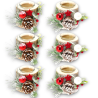 6x Porta Candele Natalizio in Legno Segnaposto di Natale supporto in v