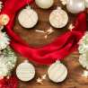 Set di 12 Palline Natalizie in Vetro 8 cm Decorate Eleganti e Raffinat