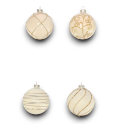 Set di 12 Palline Natalizie in Vetro 8 cm Decorate Eleganti e Raffinat