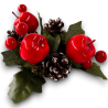 3 Girocandela Con Pigne, Bacche e Mele - 10 cm - CEN-86475