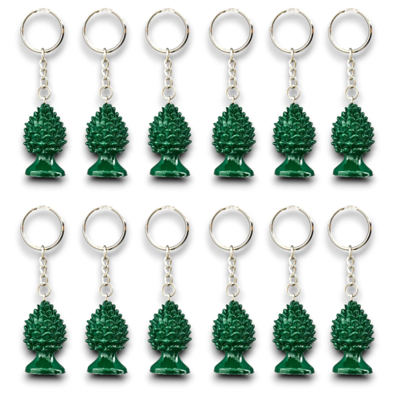12 Portachiavi Pigna Verde - 2,5x2,3x4,2 cm
