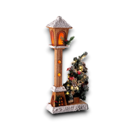 Lampione Natalizio in Legno con Albero di Natale h. 60 cm, Bianco inne