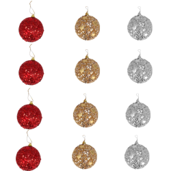 Set 12 Palle di Natale, in Plastica Tinsel STELLE Glitter Disponibile 