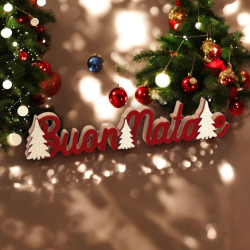 Scritta di Natale in Legno Natale, Decorazione Natalizia con dettagli 