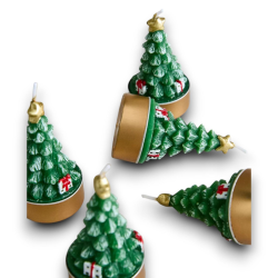 Set 24x Candele a Forma di Albero di Natale Glitter tealights 5,5 x 5,