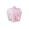 10 Scatole in Cartone Rosa con Pois Bianchi Lanterna con Finestra 5x5x