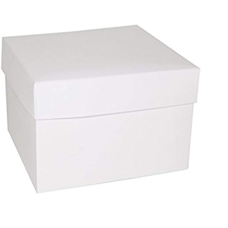 10 Scatole in Cartone con Coperchio Bianco Pieghevole Fai da Te 17x17x