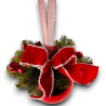 Palla Gigante Decorata con Rami, Fiocco, Palline - 20 Cm - Rossa - FL-