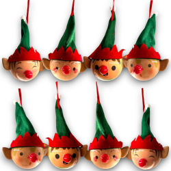 8 Palline con Cappello e Orecchie -Elfo - 8 Cm