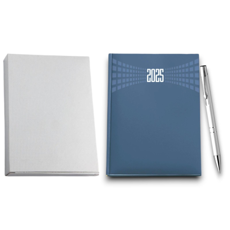 Agenda Giornaliera - 15x21 cm - Matra - Penna Silver e Astuccio - Saba