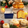 Scatola Panettone - 24,5x24,5x17 cm - Blu - Happy Christmas & Happy Ne