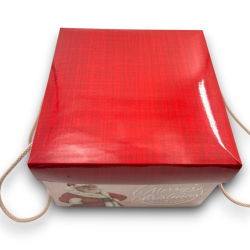 Scatola Panettone - 24,5x24,5x17 cm - Beige/Bordeaux - Babbo Natale Vi