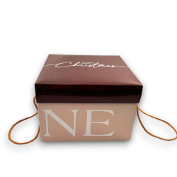 Scatola Panettone - 24,5x24,5x17 cm - Beige/Marrone