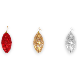 Set di 12 Palline Natalizie a Goccia Tinsel in foil da 10 cm  rosso e 