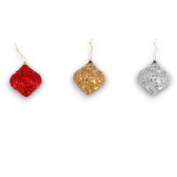 Set di 12 Palline Natalizie a Goccia Tinsel in foil da 10 cm  rosso e 