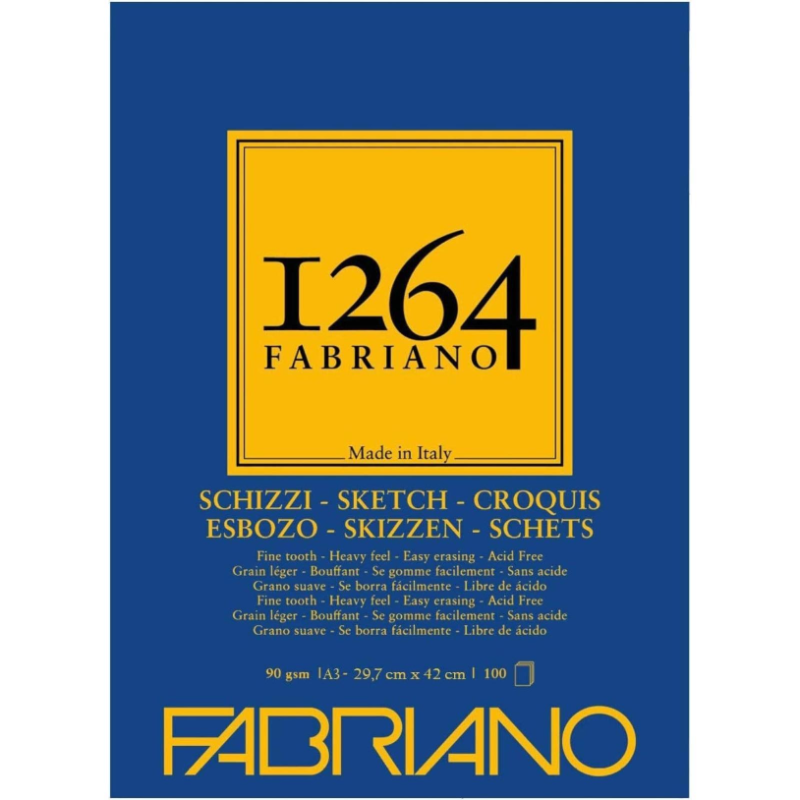 Fabriano Honsell - Blocco da Disegno Spillato - 90 g/m² - 100FF - A3 -