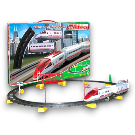 Trenino elettrico Giocattolo Freccia Veloce con pista 230 cm Bianco/Ro