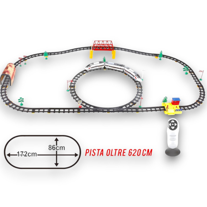 Trenino elettrico Giocattolo Freccia Veloce a INFRAROSSI con pista 620