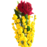 Bouquet Rosa Rossa con Mimosa Gialla 42 cm