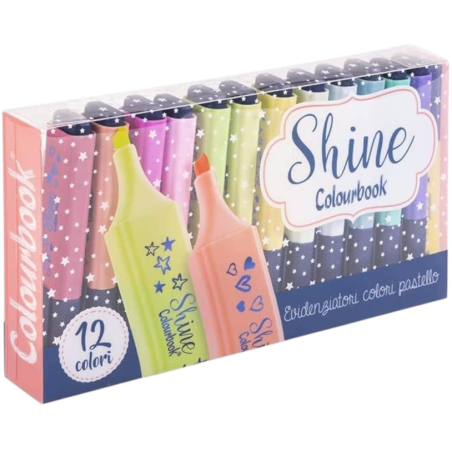 Colourbook 12 Evidenziatori - Shine Pastello