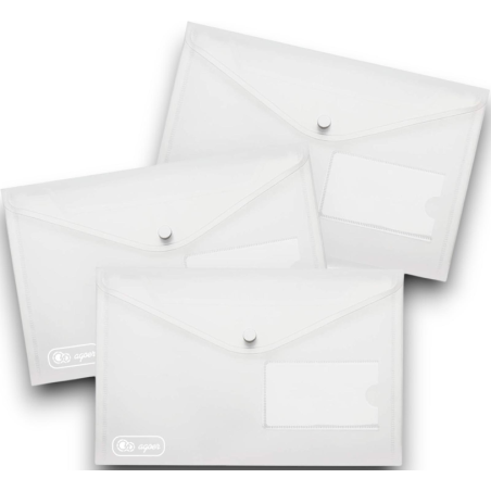5 Buste Trasparenti con Bottone 14.5x10.5 cm