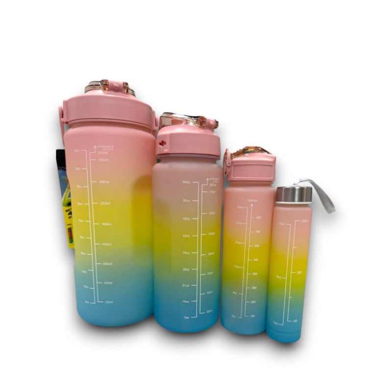 Set 4 Borracce in Policarbonato - Rosa - (300ml, 1L, 2L e 3.3L)
