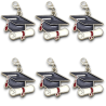 6 Portachiavi in metallo - Tocco laurea - Nero - 3.5x3 cm