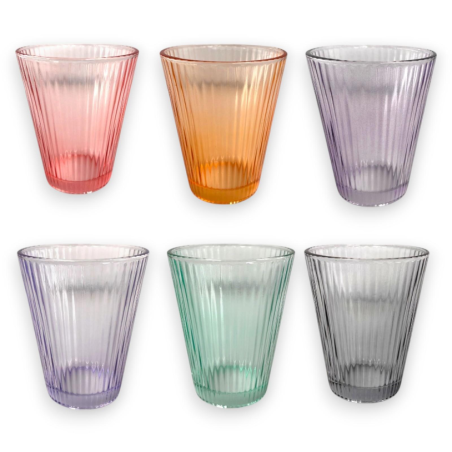 Set 6 Bicchieri in Vetro Colorati 210 ML - Rigato