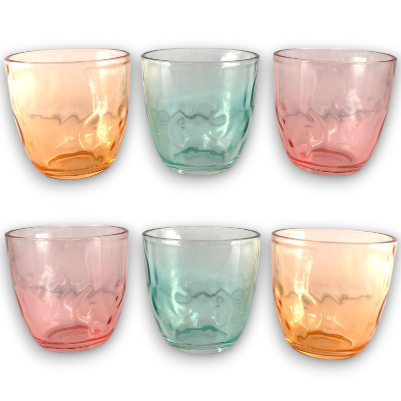 Set 6 Bicchieri in Vetro Colorati 300 ML - Onda