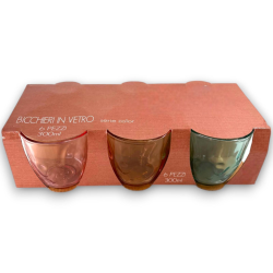 Set 6 Bicchieri in Vetro Colorati 300 ML - Onda