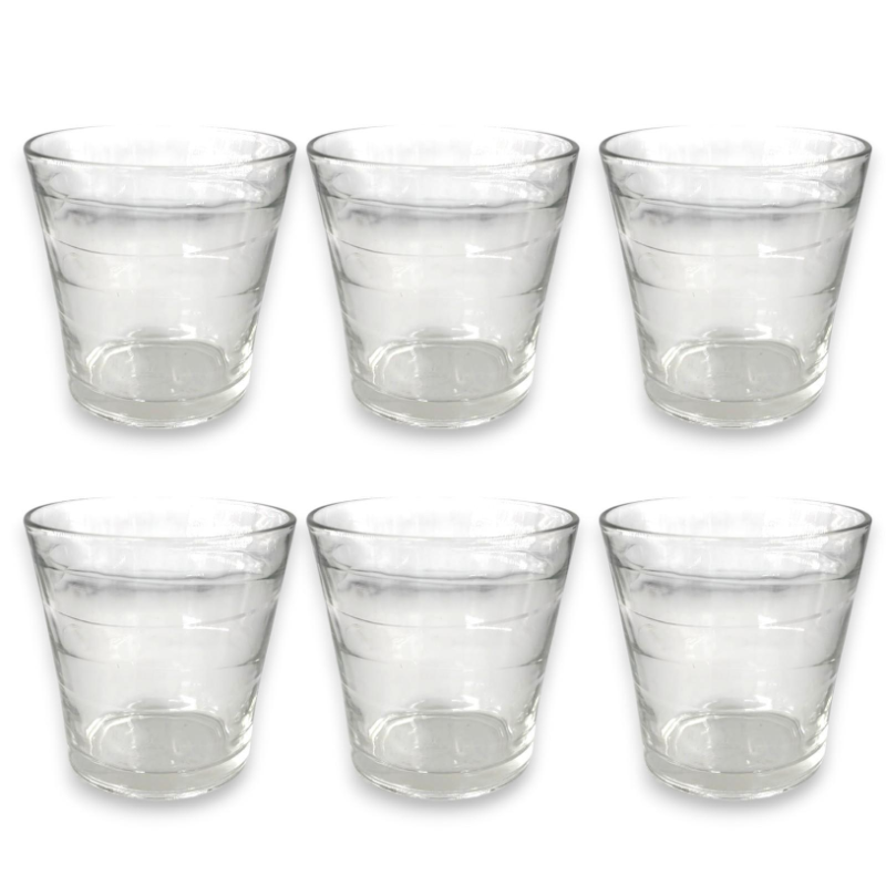 Set 6 Bicchieri in Vetro Trasparente 300 ML - Rigato