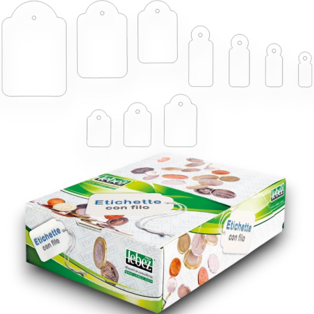 Lebez - 500  Etichette Bianco con Filo 36x53 mm - 500U