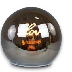 Sfera in Vetro Piccola Fume' con Luce Love - 12 cm