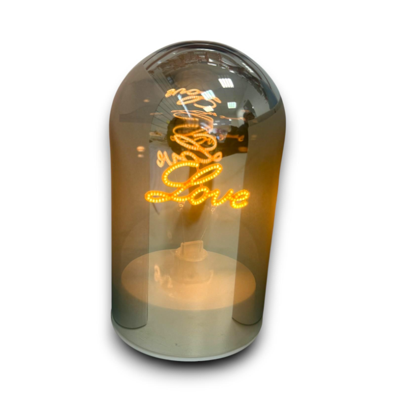 Sfera in Vetro Piccola Fume' con Luce Love - 16 cm