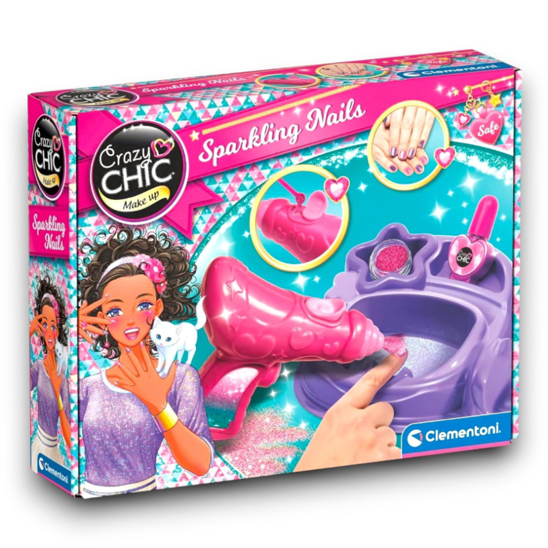 Clementoni Crazy Chic - Sparkling Nails Set Completo per Manicure e Na