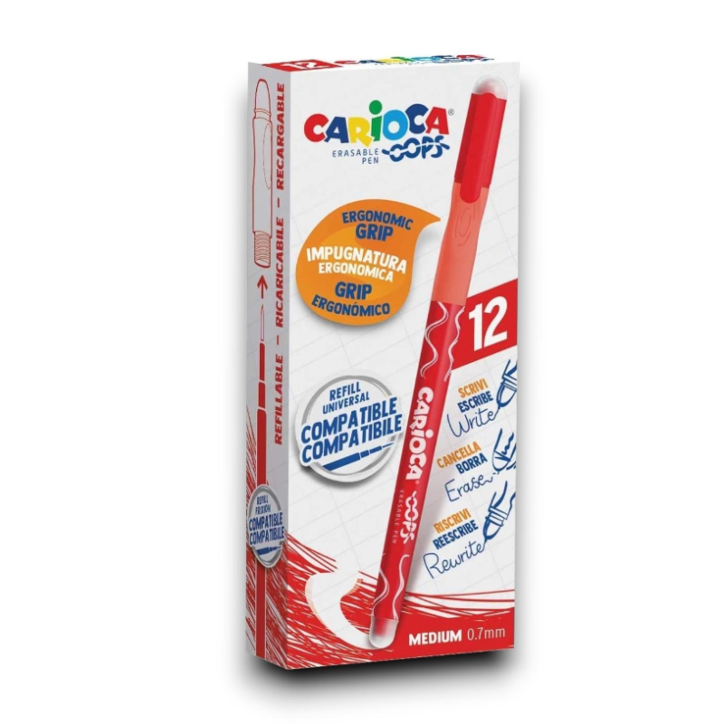 Carioca - 12  Penna Cancellabile - OOPS -  Rossa - 43039/03 