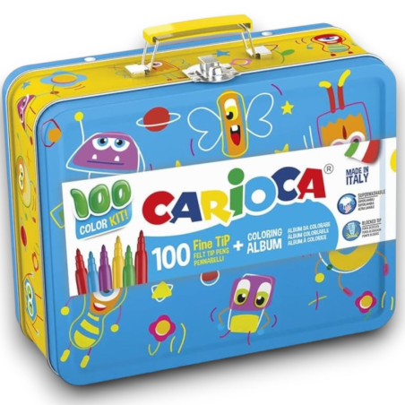 Carioca- Scatola in Latta con 100 Pennarelli - Punta Sottile