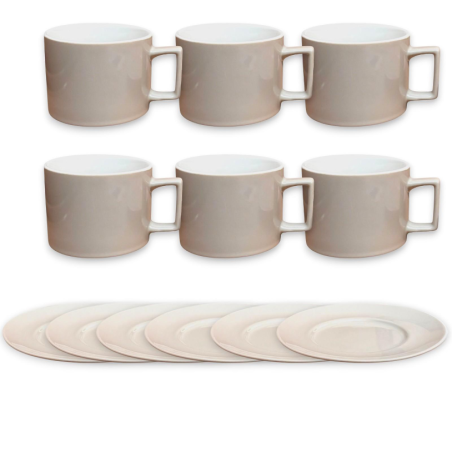 Set Tazzine con Piattini – 12 Pezzi - Crema