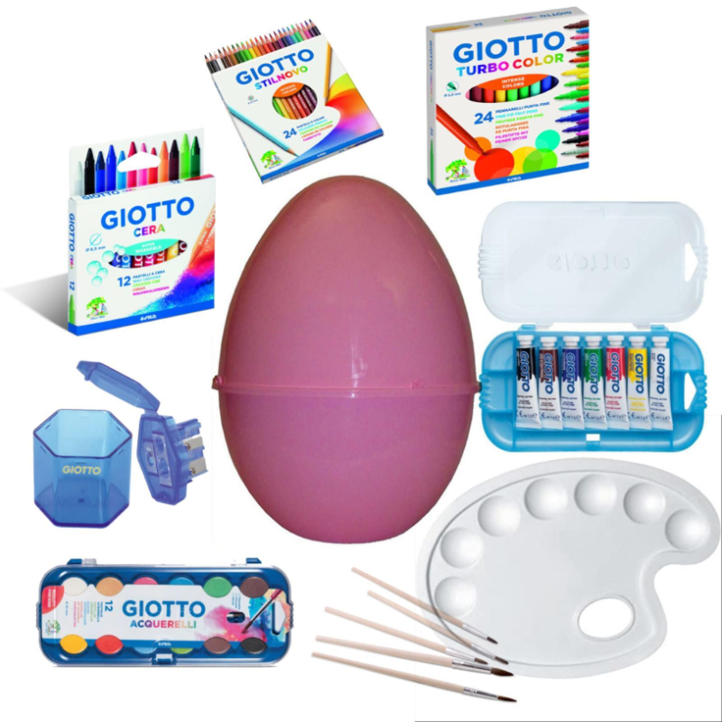 Uovo di Pasqua Sorpresa Gigante Kit GIOTTO ROSA  Disegno da 85 PEZZI c