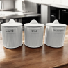 Set 3 Barattoli in Coccio - Bianco - Zucchero,Sale, Caffè - 12,5x12,5x
