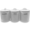 Set 3 Barattoli in Coccio - Bianco - Zucchero,Sale, Caffè - 12,5x12,5x