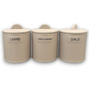 Set 3 Barattoli in Coccio - Tortora - Zucchero,Sale, Caffè - 12,5x12,5