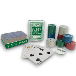 Poker - Gioco di Carte in Scatola con 100 Fiches 
