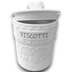 Biscottiera Tonda in Ceramica - Bianca - 14x14x20 Cm