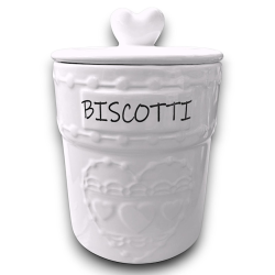 Biscottiera Tonda in Ceramica - Bianca - 14x14x20 Cm