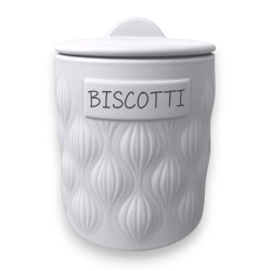 Biscottiera Tonda in Coccio- Bianca - 14x14x20 Cm