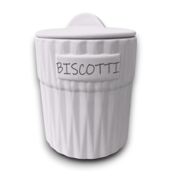 Biscottiera Tonda in Coccio- Bianca - 14x14x20 Cm