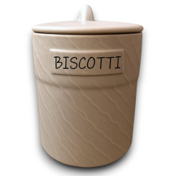 Biscottiera Tonda in Coccio- Tortora - 14x14x20 Cm