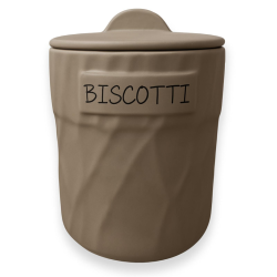 Biscottiera Tonda in Coccio- Tortora - 14x14x20 Cm