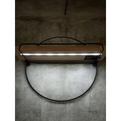 Mensola Tonda in metallo e Piano in Legno con Luce Led - 35x11x40 cm